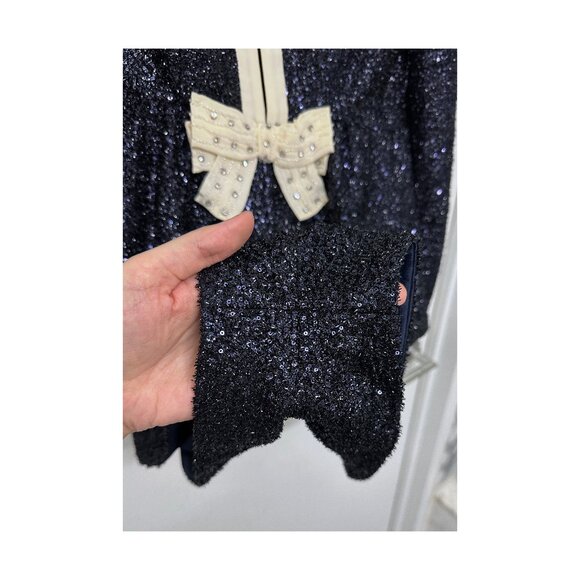 SALONI Glittering Black Jumpsuit with Cream Accents - Picture 9 of 16